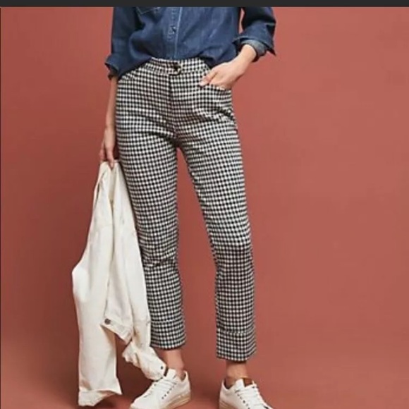 Anthropologie Pants - Anthropologie The Essential Cuffed Checkered Crop Fl…